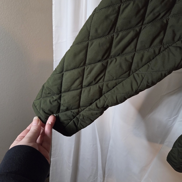 Lands' End Women's Quilted Multicolor Argyle Lining Jacket Snap Pockets Size L - Picture 3 of 11